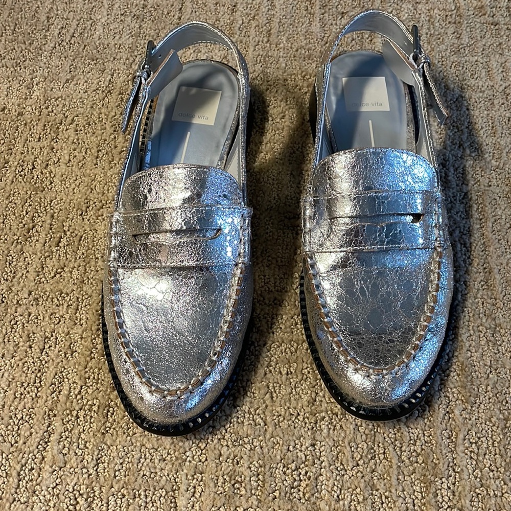 Dolce vita hardi  loafers crackled silver. Size 9
